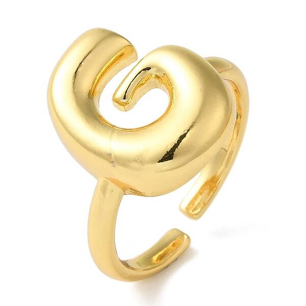 Initials Brass Open Cuff Ring for Women
