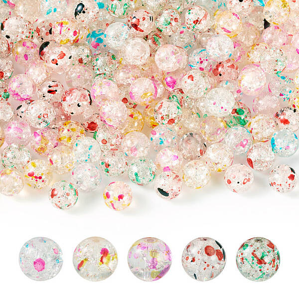5 Bags 5 Colors Transparent Crackle Glass Beads