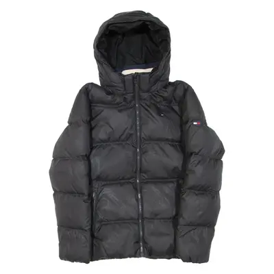 TOMMY HILFIGER Boys Puffer Jacket Black Hooded M
