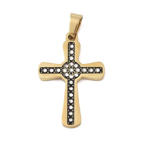Ion Plating(IP) 304 Stainless Steel Enamel Rhinestone Pendants