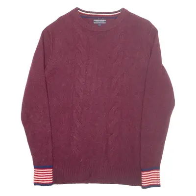 TOMMY HILFIGER Mens Jumper Red Tight Knit Wool M