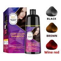 Hair dye Shampoo 400ml Quick hair dye hair care Fruity aroma-Black & Brown & Wine red-3-In-1 Color–Plant extracts-Long Last...