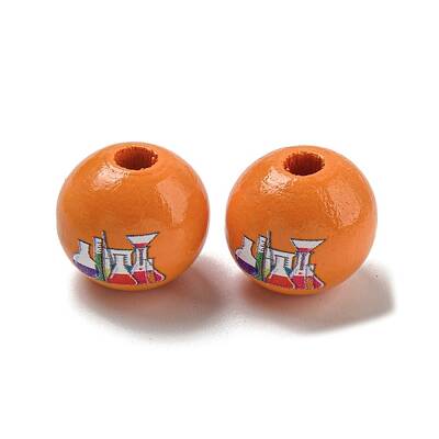 Printed Wood European Beads