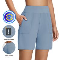 baleaf 7'' Long Athletic Shorts for Women Running High Waisted Quick Dry Workout Bermuda Soft Zipper Pockets UPF 50+
