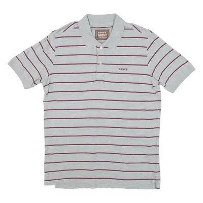 LEVI'S Mens Polo Shirt Grey Striped S