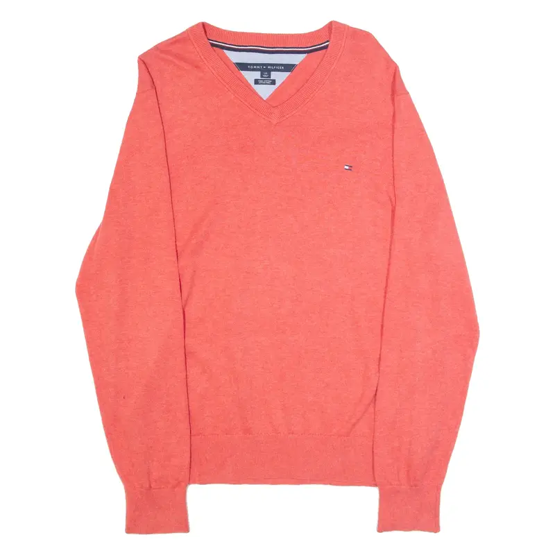 TOMMY HILFIGER Mens Jumper Pink Tight Knit L