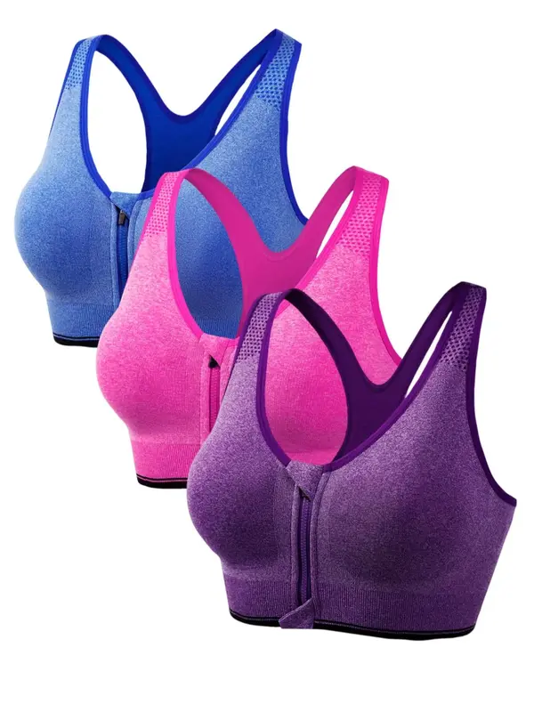 Women's Front Zipper Bras, Casual Contrast Binding Lingerie Top, Ladies Summer Bralette for Daily Wear, Lingerie for Women, B...