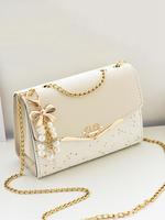 Women's Colorblock Glitter Star Pattern Crossbody Bag, Elegant Chain Strap Shoulder Bag for Women, Ladies Purse with Faux P...