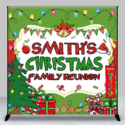 Green Christmas Vibe Custom Family Reunion Backdrop - Aperturee