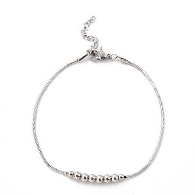 Tarnish Resistant 304 Stainless Steel Round Snake Chain Bracelets