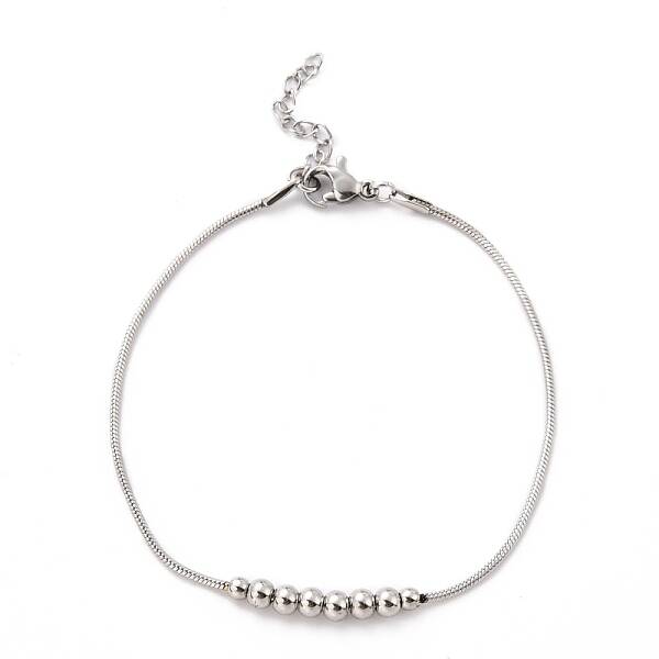 Tarnish Resistant 304 Stainless Steel Round Snake Chain Bracelets