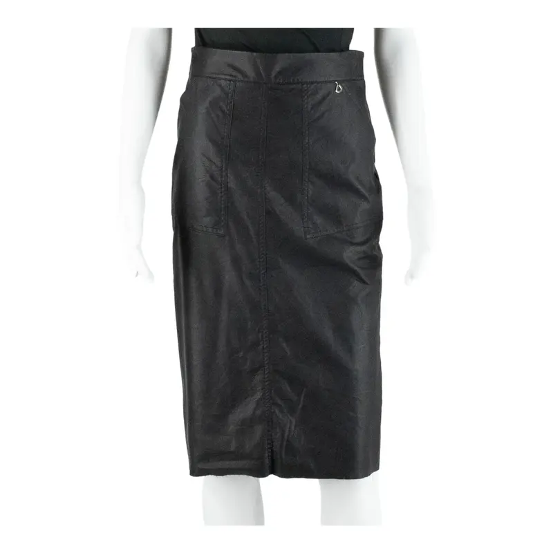 DIXIE Faux Leather Midi Pencil Skirt Black Viscose Womens S