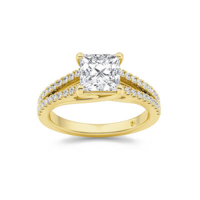 Nyx Split Shank Trellis Pavé Princess Cut Lab Grown Diamond Engagement Ring | 14K Yellow Gold 2 1/3 CT. TW.
