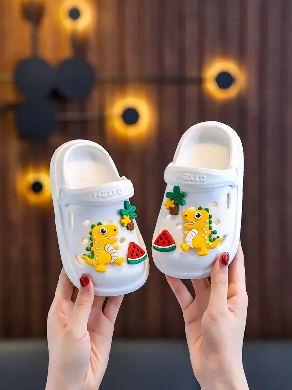Cute Cartoon Slippers for Boys & Girls, Breathable Non-Slip Indoor Outdoor Shoes, Perfect for Beach Pool Activities