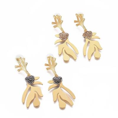 Polymer Clay Rhinestone Dangle Stud Earrings