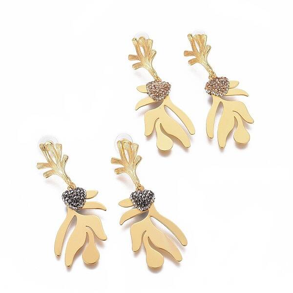 Polymer Clay Rhinestone Dangle Stud Earrings