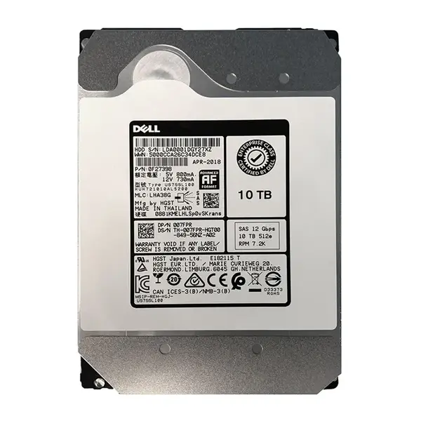 07FPR Dell 10TB 12Gb/s SAS 7200 3.5-Inch Hard Drive