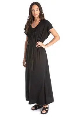 belted long dress - black | Size: small
