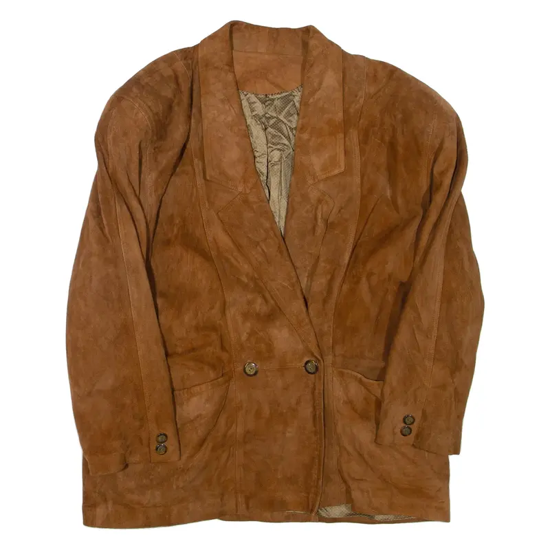 Mens Jacket Brown Faux Leather L