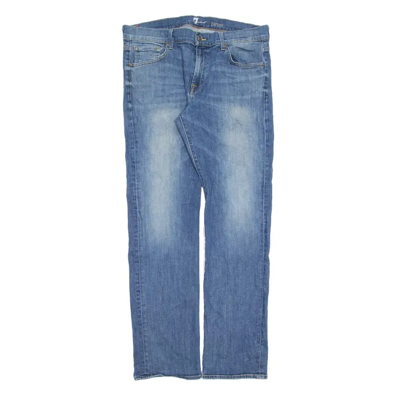 7 FOR ALL MANKIND Carsen Mens Jeans Blue Regular Straight Stone Wash W36 L33