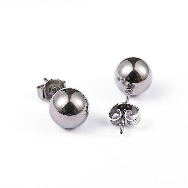 Tarnish Resistant 304 Stainless Steel Ball Stud Earrings