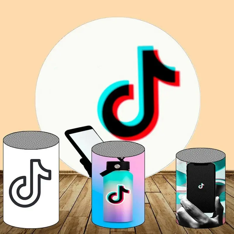 Aperturee Music Pattern And Phone Round Birthday Decoration Backdorp Kit | Custom Round Backdrop | Round Party Backdrop | Cir...