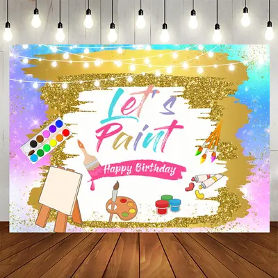 Lets Paint Oil Painting Colorful Birthday Backdrop - Aperturee