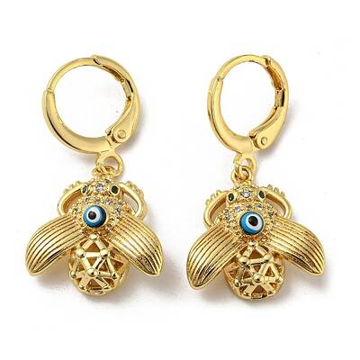Real 18K Gold Plated Brass Dangle Leverback Earrings