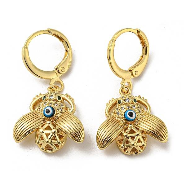 Real 18K Gold Plated Brass Dangle Leverback Earrings
