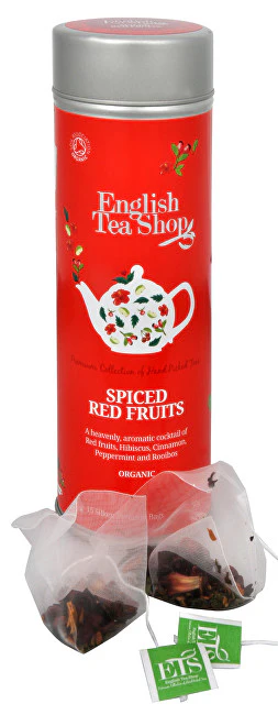 English tea shop Organic spicy red fruits 15 pyramids in a can