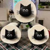 Black Cat Design Toilet Paper Holder, 1 Count Freestanding Toilet Paper Holder, Self-adhesive Bathroom Decor for Home Hotel S...