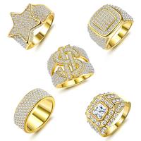 FASACCO 5Count Bling Pinky Ring Iced Out Ring CZ Punky Rappers Ring Star Dollar Sign Hip Hop Ring for Men Valentine's Day Gif...