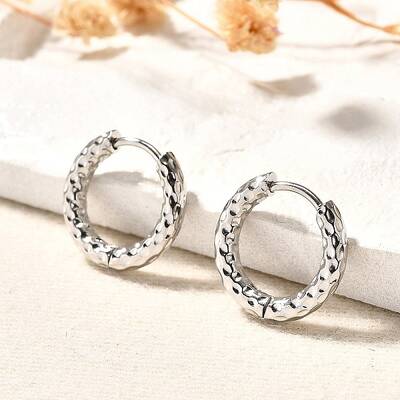 Non-Tarnish 304 Stainless Steel Grooved Hoop Earrings