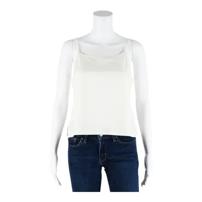 CONVTINGTON Petite Cropped Top Cream Sleeveless Womens M