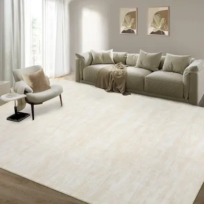 Garvee Area Rug 10x13 Soft Faux Wool Non-Slip Machine Washable Low Pile Rectangle Grey Brown Living Room Bedroom Office