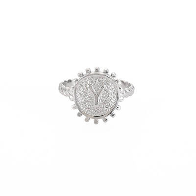 Non-Tarnish 304 Stainless Steel Flat Round with Initial Letter Open Cuff Ring for Men Women