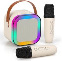 Mini karaoke machine with microphone sound system, portable karaoke machine with 2 wireless microphones, birthday gifts for g...