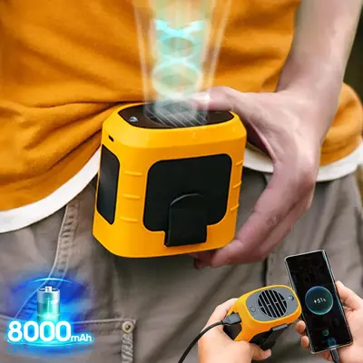 USB Rechargeable PortableĀ Fan, 8000mAh Waist Hanging Cooling Fan with 3-speed Wind & Flashlight & Power Bank Function, Outdo...