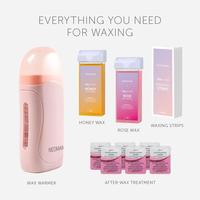 Roll on Wax Kit for Hair Removal, Including Hair Removal Tool with 2 Cartridges & 50 Wax Strips & 6 After Wax Treatment for H...