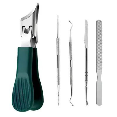 Five sets of eagle beak beveled nail clippers household multifunctional large opening anti-splash nail clippers set of high-g...