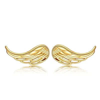 14K Gold Angel Wings Stud Earrings