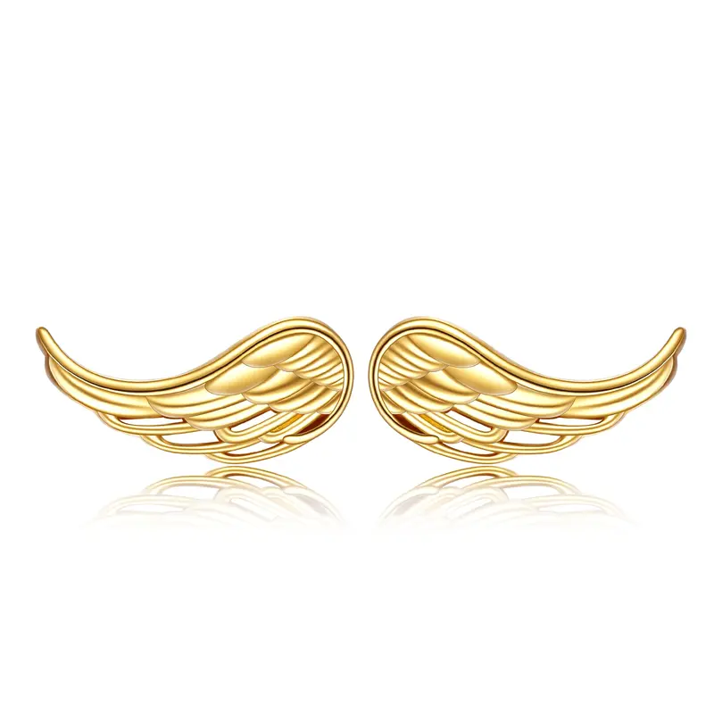 14K Gold Angel Wings Stud Earrings