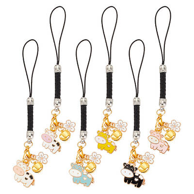 Cow & Flower Alloy Enamel Pendant Decoration