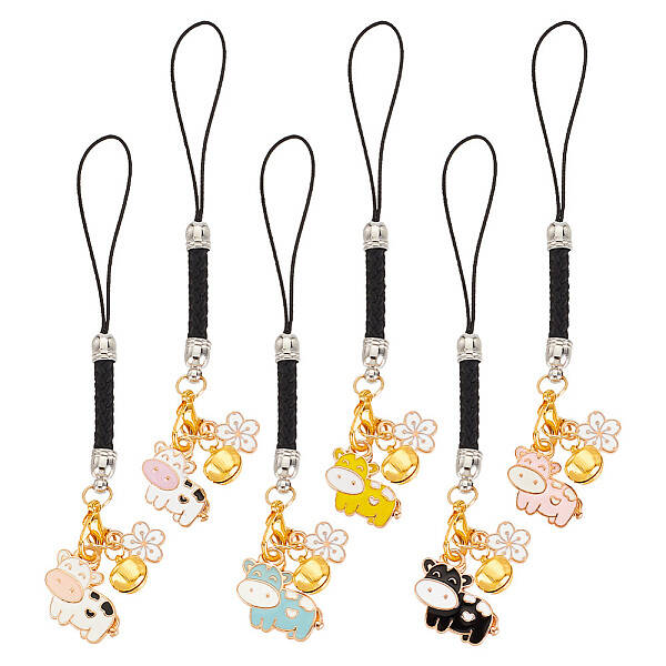 Cow & Flower Alloy Enamel Pendant Decoration