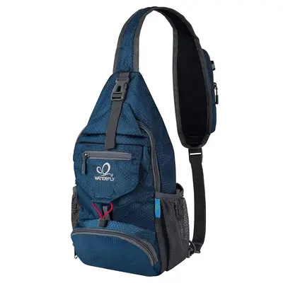 WATERFLY Packable Small Crossbody Sling Backpack Shoulder Chest Bag Daypack for Hiking Traveling