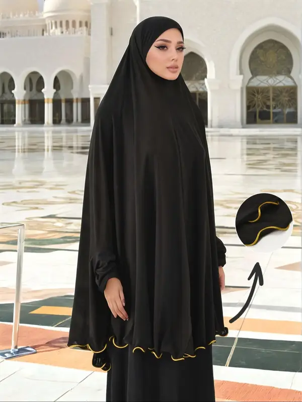 Women's Solid Color Hijab with Sleeves, Modest Fashion Long Sleeve Instant Hijab for Daily Wear, Women's Islamic Clothing for...