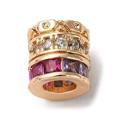 Brass Micro Pave Cubic Zirconia Beads