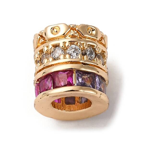 Brass Micro Pave Cubic Zirconia Beads