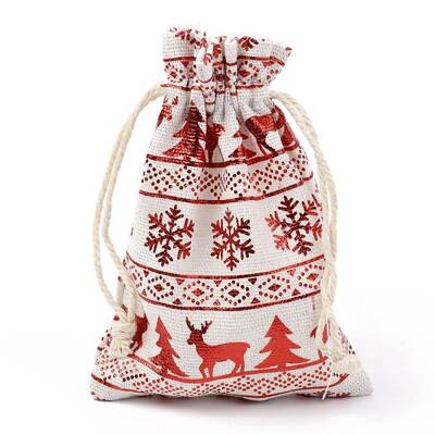 Christmas Theme Cotton Fabric Cloth Bag