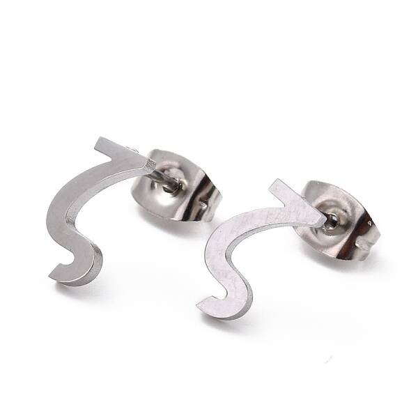 Tarnish Resistant 304 Stainless Steel Greek Alphabet Stud Earrings
